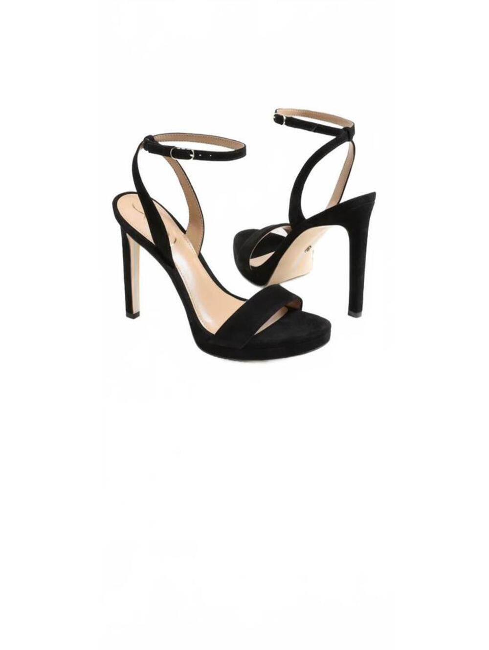 Sam Edelman Jade Strappy Ankle Strap Heel 4” Sandal Leather Black Minimalist 10